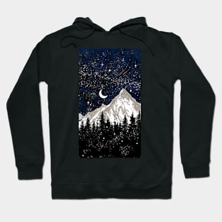 Stars Trees Dark Mountain Wonderland Celestes Studio© Hoodie